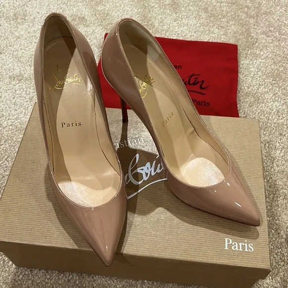 Christian Louboutin, Pigalle 100, Nude, shiny leather - Picture 1 of 17